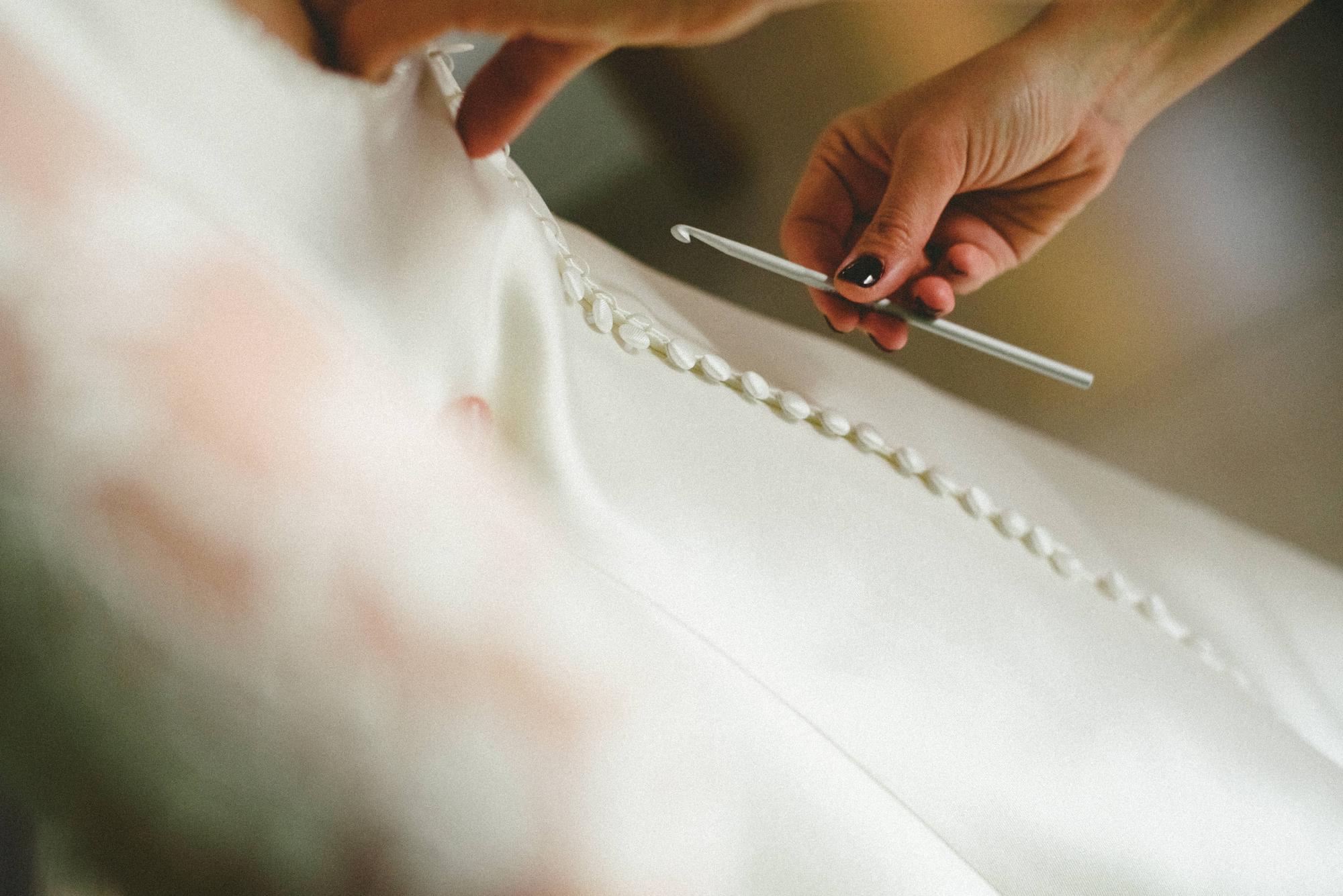 Detail of satin stitch on linen